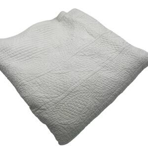 Pottery Barn Pick-Stitch Handcrafted Cotton/Linen Coverlette King/Cal King White